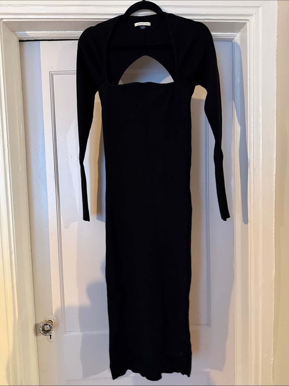 NWOT American Eagle Ribbed Knit Black Cutout Long Sleeve Knit Dress